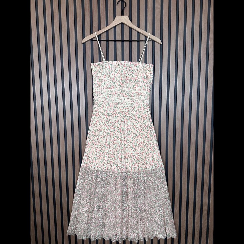 Ai Mi Li Dress Small A Line Minimalist Floral Holiday Prom Dress Spaghetti Strap